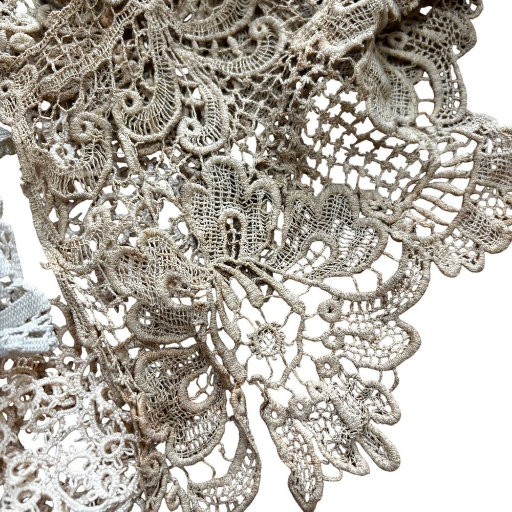 Lot of handmade crochet lace variety of pieces crafting beige and brown - Picture 2 of 7